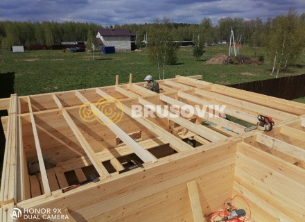 Баня 6х8 м из профилированного бруса 145х145 мм с рубкой углов &quot;в чашу&quot; по индивидуальному проекту в д. Вятчинки, Ивановоская область