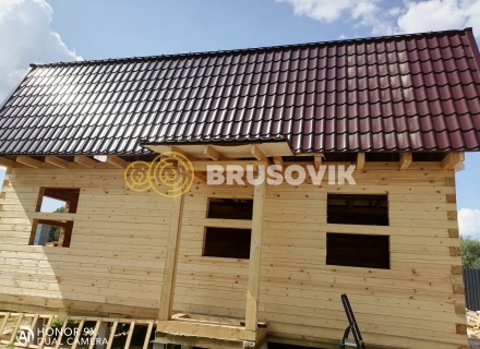 Дом 6х9м с ломаной крышей из профилированного бруса 145х145мм в с. Атепцево, Наро-Фоминский район, Московская область