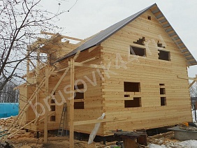 Зимнее строительство дома из бруса - фото процесса строительства