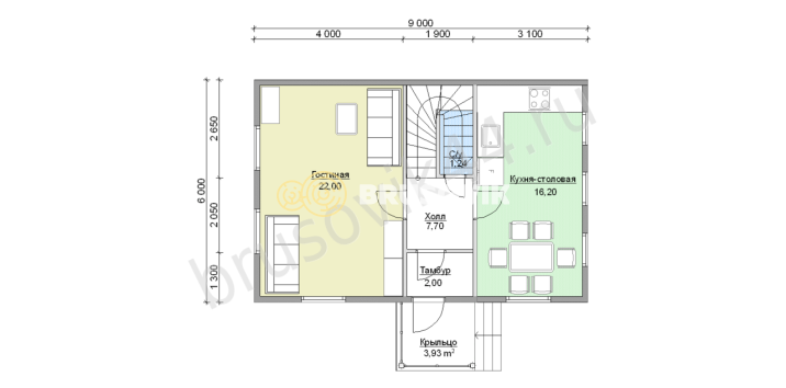 Проект №33 дома из бруса 6х9