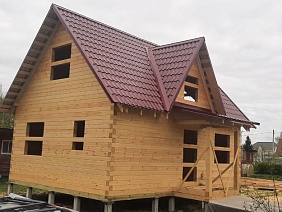 Дом 6х8м по проекту № 66 из профилированного бруса 145х145мм в СНТ Восток, Петушинский район, Владимирская область - фото процесса строительства