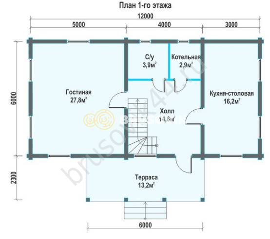 Проект №23 дома из бруса 6х12