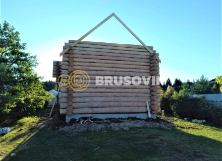 Баня 6х9 м в полтора этажа из строганного бревна ручной рубки в д. Никитское, городской округ Истра, Московская область