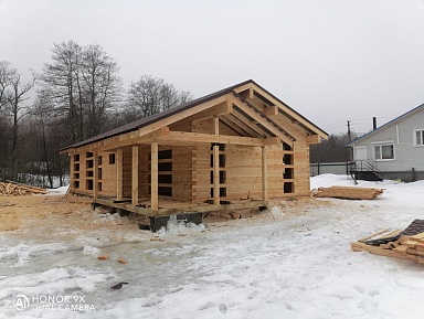 Дом 8,5х15 м. с террасой из профилированного бруса 145х195 мм. по индивидуальному проекту в п. Чулково, Выборгский район, Ленинградская область - фото процесса строительства