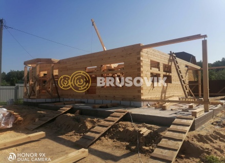 Дом 11х12 м с эркером и террасой 3х12 м из профилированного бруса 145х195мм по проекту № 44 в СНТ Авиатор, Суздальский район, Владимирская область