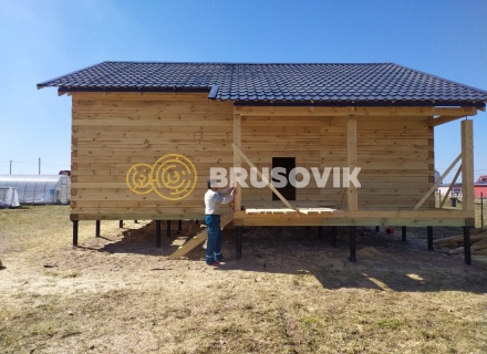 Дом 7х9 м из обрезного бруса 150х150 мм по индивидуальному проекту в коттеджном посёлке Рыбицы-1, Гатчинский район, Ленинградская область