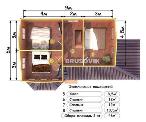 Проект №78 дома из бруса 7х9