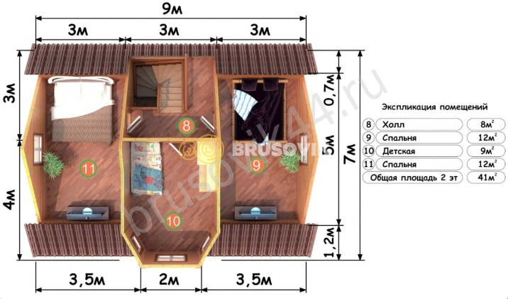 Проект №70 дома из бруса 7х9