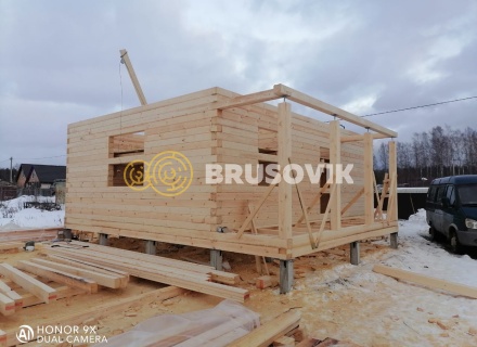 Дом 6х8м с террасой из профилированного бруса 145х145мм по индивидуальному проекту в СНТ Майский, г. Кострома