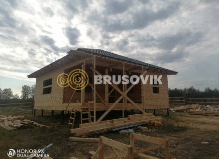 Одноэтажный дом 9х9м с шатровой крышей из профилированного бруса 145х145мм по индивидуальному проекту в д. Иванцево, Ивановский р-н