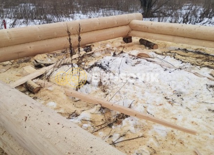 Баня 6х9 м в полтора этажа из строганного бревна ручной рубки в д. Никитское, городской округ Истра, Московская область