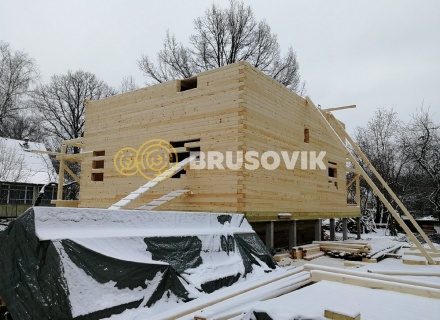 Двухэтажный дом 9х10 м из профилированного бруса 145х195 мм в СНТ Шараповские сады, городской округ Серпухов, Московская область