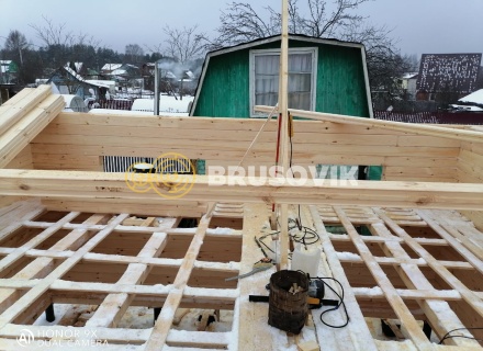 Дом 6х8м по проекту №24 из профилированного бруса 145х145 мм в СНТ Резинотехника-2, г. Ярославль.