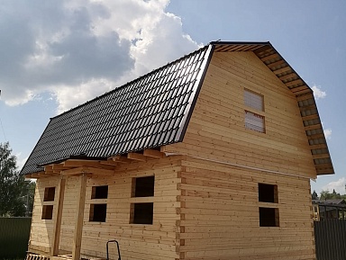 Дом 6х9м с ломаной крышей из профилированного бруса 145х145мм в с. Атепцево, Наро-Фоминский район, Московская область - фото процесса строительства