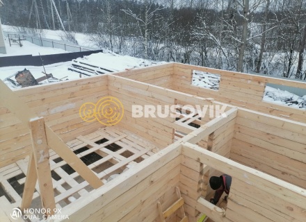 Дом 6х8 м из обрезного бруса 150х150 мм по проекту № 34  в селе Лужки, городской округ Истра, Московская область