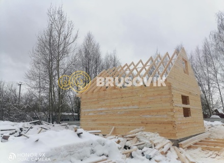 Дом 6х8 м из обрезного бруса 150х150 мм по проекту № 34  в селе Лужки, городской округ Истра, Московская область