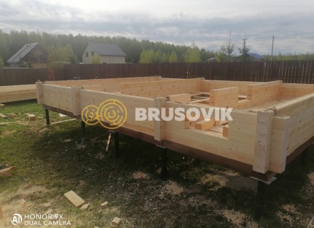 Баня 6х8 м из профилированного бруса 145х145 мм с рубкой углов &quot;в чашу&quot; по индивидуальному проекту в д. Вятчинки, Ивановоская область