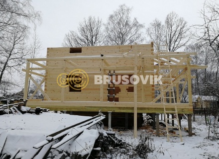 Двухэтажный дом 9х10 м из профилированного бруса 145х195 мм в СНТ Шараповские сады, городской округ Серпухов, Московская область