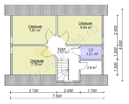 Проект №16 дома из бруса 7х7,5