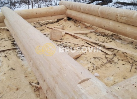 Баня 6х9 м в полтора этажа из строганного бревна ручной рубки в д. Никитское, городской округ Истра, Московская область