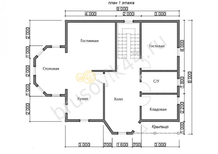 Проект №67 дома из бруса 9х10