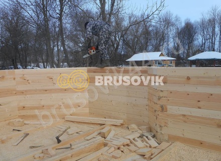 Зимнее строительство дома из бруса