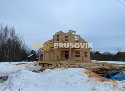 Дом 9х11м из обрезного бруса 150х150 мм по индивидуальному проекту в СТ Союз-Чернобыль-Сестрореченское, Дмитровский р-н., Московская область