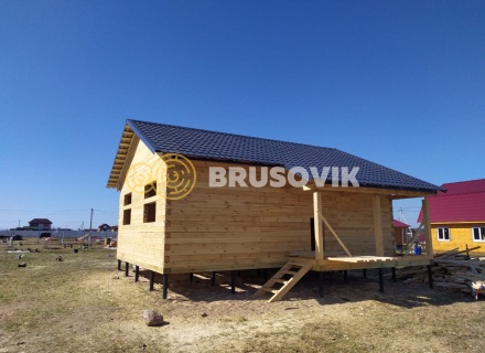 Дом 7х9 м из обрезного бруса 150х150 мм по индивидуальному проекту в коттеджном посёлке Рыбицы-1, Гатчинский район, Ленинградская область