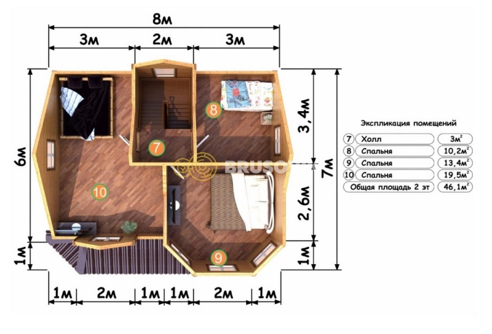 Проект №84 дома из бруса 7х8