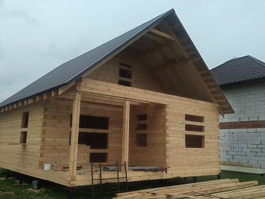 Дом 7,5х9м из профилированного бруса 145х145мм по проекту № 2 в д. Богданово, Рязанская область - фото процесса строительства