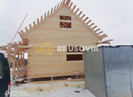 Дом 6х8м с террасой из профилированного бруса 145х145мм по индивидуальному проекту в СНТ Майский, г. Кострома