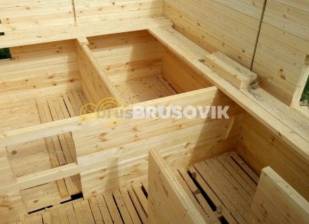 Баня 6х8 м из сухого профилированного бруса 145х145 мм по проекту №3 в Московской области
