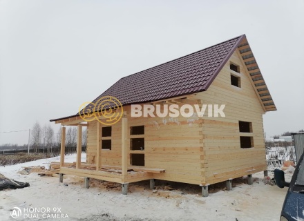 Дом 6х8м с террасой из профилированного бруса 145х145мм по индивидуальному проекту в СНТ Майский, г. Кострома