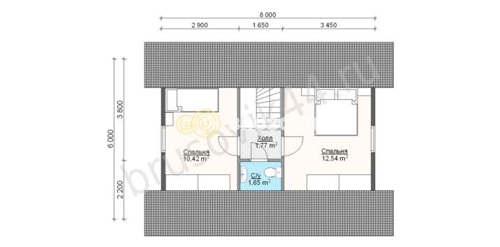 Проект №34 дома из бруса 6х8