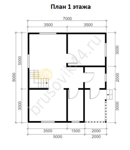 Проект №62 дома из бруса 7х8