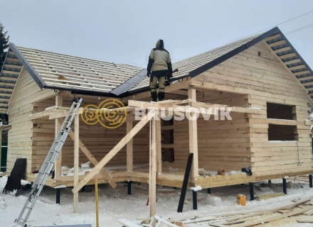 Баня 9х9м по проекту №7 из обрезного бруса 150х150 мм в СНТ Мошницы, г. Солнечногорск, Московская обл.