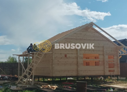 Баня 6х8 м из профилированного бруса 145х145 мм с рубкой углов &quot;в чашу&quot; по индивидуальному проекту в д. Вятчинки, Ивановоская область