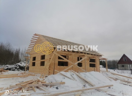 Дом 6х9 м из профилированного бруса 145х145 мм по индивидуальному проекту в д. Скрипово, Заокский район, Тульской области