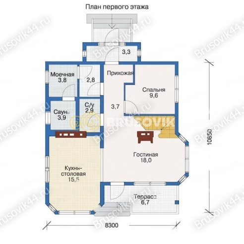 Проект №7 дома из бруса 8х11