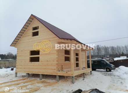 Дом 6х8м с террасой из профилированного бруса 145х145мм по индивидуальному проекту в СНТ Майский, г. Кострома