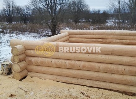 Баня 6х9 м в полтора этажа из строганного бревна ручной рубки в д. Никитское, городской округ Истра, Московская область