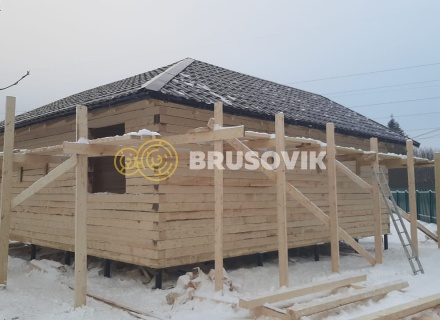 Баня 9х9м по проекту №7 из обрезного бруса 150х150 мм в СНТ Мошницы, г. Солнечногорск, Московская обл.