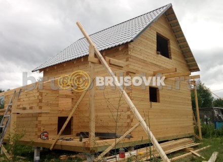 Баня 6х8 м из сухого профилированного бруса 145х145 мм по проекту №3 в Московской области