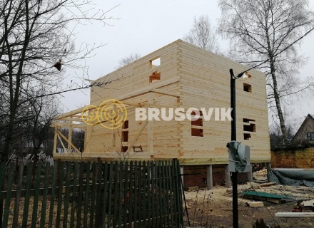 Двухэтажный дом 9х10 м из профилированного бруса 145х195 мм в СНТ Шараповские сады, городской округ Серпухов, Московская область