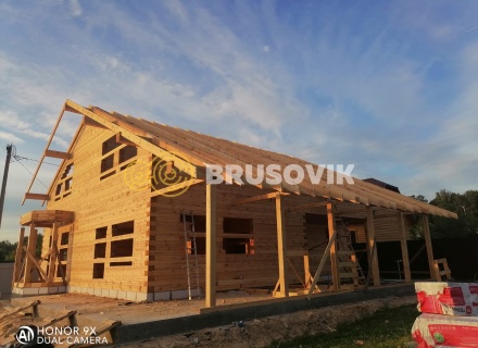 Дом 11х12 м с эркером и террасой 3х12 м из профилированного бруса 145х195мм по проекту № 44 в СНТ Авиатор, Суздальский район, Владимирская область