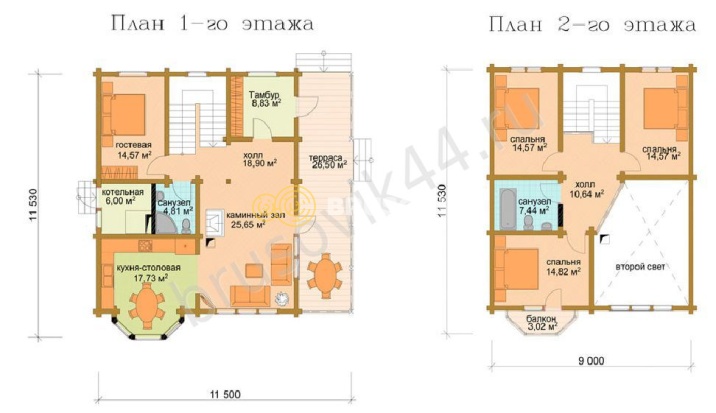 Проект №56 дома из бруса 11,5х11,5