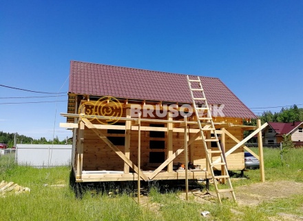 Дом 6х9 м из профилированного бруса 145х145 мм в коттеджном посёлке Барсово, д. Малые Петрищи, городской округ Щёлково, Московская область