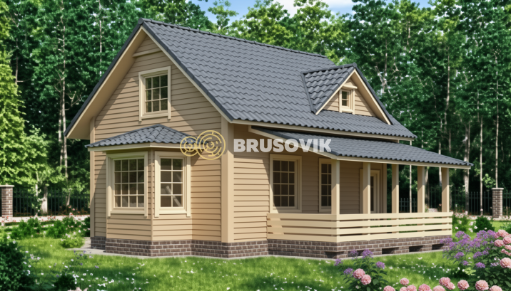 Проект №17 дома из бруса 7,5х7,5