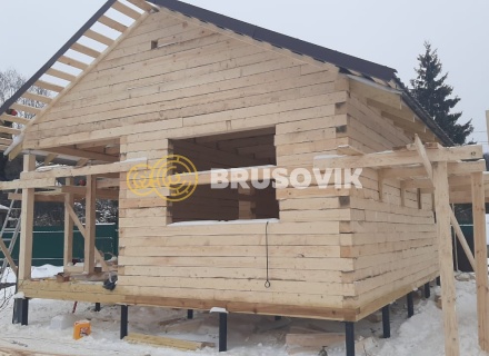 Баня 9х9м по проекту №7 из обрезного бруса 150х150 мм в СНТ Мошницы, г. Солнечногорск, Московская обл.