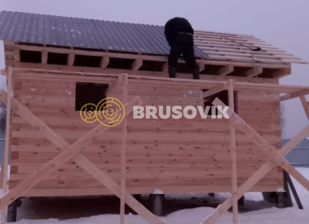 Баня 4х6 м из профилированного бруса 145х145 мм по индивидуальному проекту в д. Замятино, Кимрский район, Тверская область